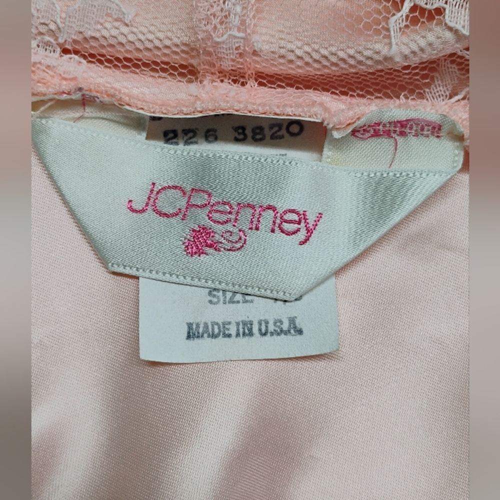 JCPENNEY Vintage Dress 2 Piece Satin/Lace Pink Sz 7/8 Women's Spaghetti Straps - Picture 3 of 16